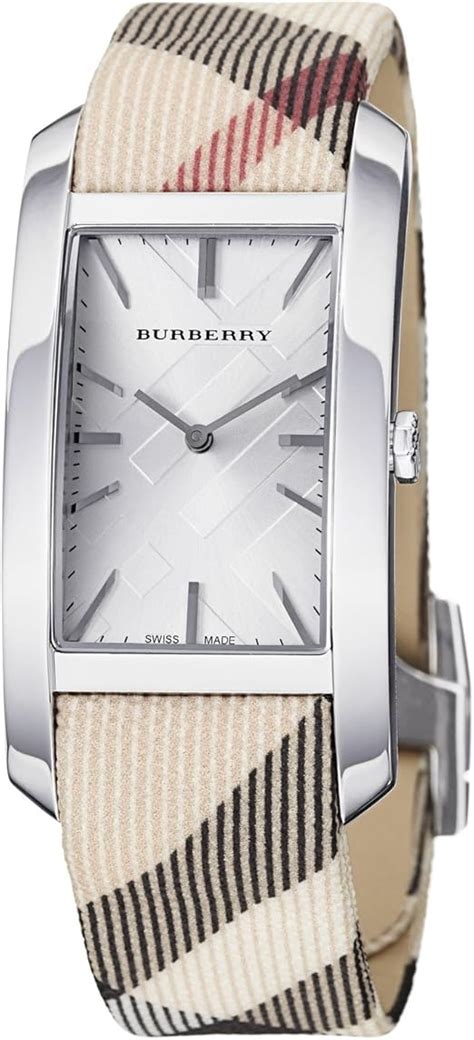 burberry silver watch leather strap|burberry women's watch leather strap.